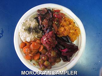 Product: Moroccan Sampler - Expressly Leslie Vegetarian Specialties in On the Square in Woodstock, Illinois - Woodstock, IL Mediterranean Restaurants