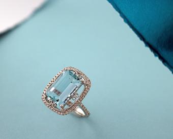 Product: 14k white gold Aquamarine and Diamond Ring. - Facet Foundry Jewelry Studio - Custom Jewelry Design Repair & Restoration. - We Buy Gold!-Work Done On Premises in Gastonia, NC Jewelry Stores