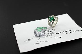 Product: Lovely 14k white gold emerald and diamond ring, created for a valued customer. - Facet Foundry Jewelry Studio - Custom Jewelry Design Repair & Restoration. - We Buy Gold!-Work Done On Premises in Gastonia, NC Jewelry Stores