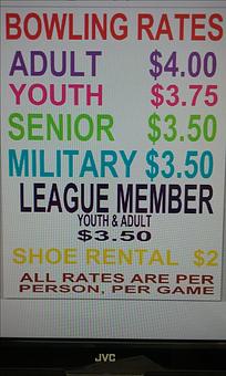 Product: OUR CURRENT BOWLING RATES - Family Fun Frontier Center in Gillette, WY Bars & Grills