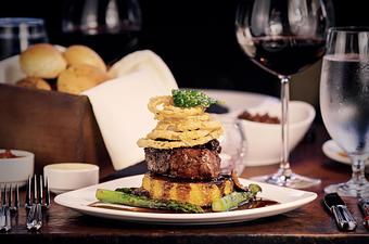 Product: 6oz oak grilled center cut filet mignon, mushroom red wine bordelaise, tobacco onions - Far Western Tavern in Orcutt, CA American Restaurants