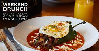 Product: egg to order, beef bacon linguica hash, guajillo sauce, queso fresco, ranch fried potatoes, pinquito beans, salsa - Far Western Tavern in Orcutt, CA American Restaurants