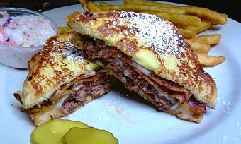 Product: french toast burger, breakfast, brunch, lunch, dinner, pizza, diner, food, - Foodys Diner and Pizza House in Tampa - Tampa, FL Bakeries