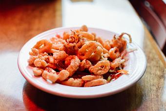 Product: Every Calamari Lover's Dream! - Geddy's in Downtown Bar Harbor, just steps from the town pier. - Bar Harbor, ME American Restaurants