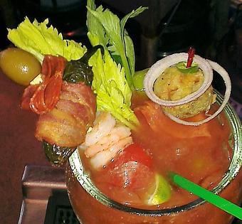 Product: Start your day off right with our Bloody Shrimp Cocktail! - Geddy's in Downtown Bar Harbor, just steps from the town pier. - Bar Harbor, ME American Restaurants