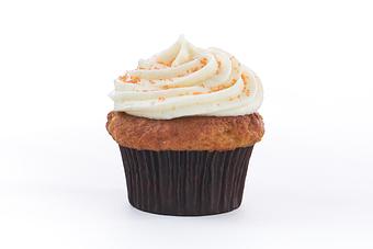 Product: Topped with Cream Cheese Frosting and Orange Sanding Sugar. [Seasonal] - Gigi's Cupcakes in Hilton Neighborhood - Maplewood, NJ Bakeries