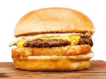 Product: Big Single with hash brown patty and fried egg. - Gimme A Burger in Deerfield Beach - Deerfield Beach, FL Hamburger Restaurants