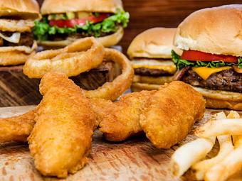 Product: 100% white meat tenders served with honey mustard, ranch or barbecue sauce. - Gimme A Burger in Deerfield Beach - Deerfield Beach, FL Hamburger Restaurants