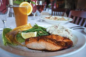 Product: Jerk Painted Salmon - Hemingway's at the Coral Reef in Ocean City, Maryland. Downtown. - Ocean City, MD American Restaurants