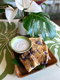 Product: 'Uala (Sweet Potato) Bread Pudding with Haupia Sauce - Highway Inn Kaka'ako in Kaka'ako - Honolulu, HI Diner Restaurants