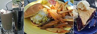 Product: The New Mexico Lunch Coupe de Gras'; Green Chile Cheese Burger & Fries. Nap time! - Hillsboro General Store in Hillsboro New Mexico Historical District - Hillsboro, NM American Restaurants