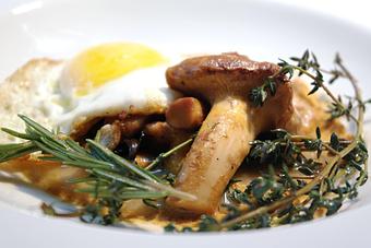 Product: Local Mushrooms, thyme + fried egg - Jeninni Kitchen + Wine Bar in pacific grove - Pacific Grove, CA Bars & Grills
