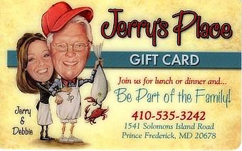 Product: Gift cards are available online or in house! - Jerry's Place in Prince Frederick, MD Seafood Restaurants