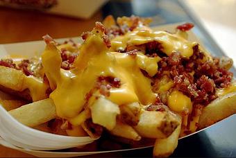 Product: Home-Cut fries topped with Cheddar Cheese and Bacon - JR's Pub in Naval Weapons Station / Goose Creek - GOOSE CREEK, SC American Restaurants