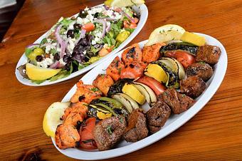 Product: Combo Kebab Greek salad with fillet Steak choice and extra grilled veggies - Kebab Place in DTSA - Santa Ana, CA Greek Restaurants