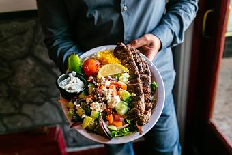Product: Koobideh Kebab with Half Rice Half Greek Salad - Kebab Place in DTSA - Santa Ana, CA Greek Restaurants