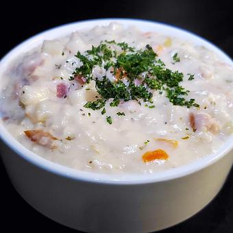Product: Smoked Geoduck Chowder - Kloomachin Kitchen at The Point Casino in Kingston, WA American Restaurants