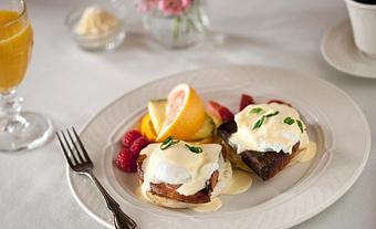 Product: Eggs Benedict - Landmark Restaurant at Old Rittenhouse Inn in Bayfield, WI American Restaurants