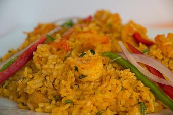 Product: Arroz con camarones - Las Palmeras Restaurante in Miami, FL Seafood Restaurants