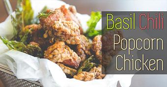 Product: Basil Chili Popcorn, comes with our signature yogurt dipping sauce. - Limoo Tea Bar in Boston, MA Hamburger Restaurants