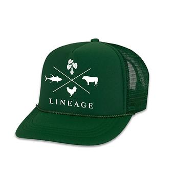 Product: Mauka to Makai Trucker Hat in Forest Green. Color availability varies. - Lineage in Shops of Wailea - Wailea, HI Comfort Foods Restaurants