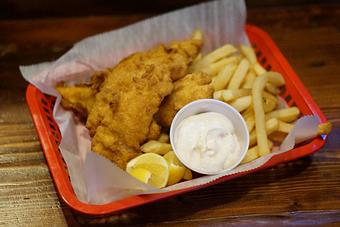 Product: Marina Bay - Beer battered fish and chips with slaw. - Lobstah On A Roll in Back Bay; Newbury Street - Boston, MA American Restaurants