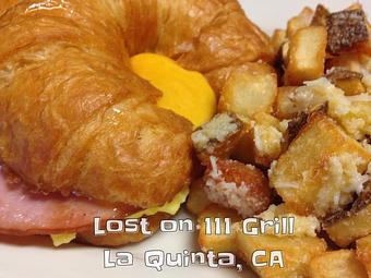 Product: Egg & Cheese Croissant shown with Ham - Lost on 111 Grill in La Quinta, CA American Restaurants