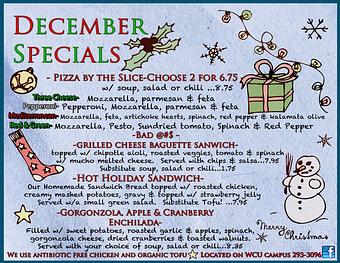 Product: December Specials - Mad Batter Bakery & Cafe in WCU Campus - Cullowhee, NC Pizza Restaurant