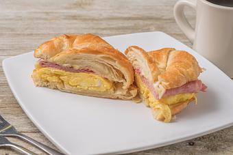 Product: Croissant Egg Sandwich with Ham - Mason's Grill in Baton Rouge, LA American Restaurants