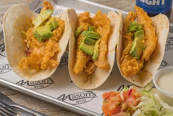 Product: Fried Fish Tacos with Spicy Slaw and Fresh Avocado - Mason's Grill in Baton Rouge, LA American Restaurants