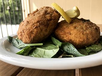 Product: Boudin Stuffed Onion Rings Appetizer - Mason's Grill in Baton Rouge, LA American Restaurants