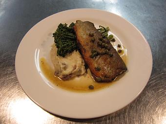 Product: Local Trout w/ caper brown butter, whipped potatoes, broccolini - Maya in Midtown - Charlottesville, VA Comfort Foods Restaurants