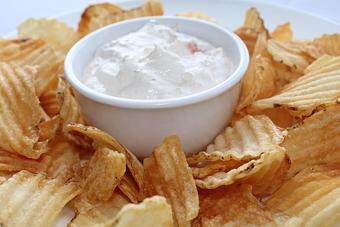 Product: NE Clam Dip & Chips - Mile Marker One Restaurant & Bar in Gloucester, MA American Restaurants