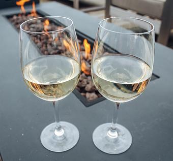 Product: wine by the fire on the deck - Mile Marker One Restaurant & Bar in Gloucester, MA American Restaurants