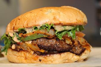 Product: The El Diablo Burger - Moonie's Burger House - Anderson Mill in Austin, TX Hamburger Restaurants