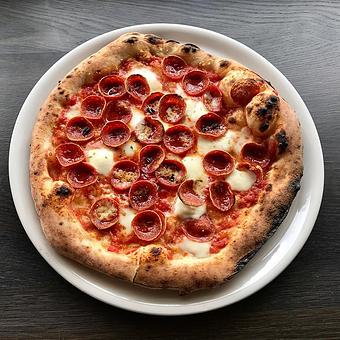 Product: crushed tomato, aged & fresh mozzarella, pepperoni, oregano, parmesan - Mt. Hood Brewing Co. - Tilikum Station in Central Eastside Industrial District - Portland, OR Pubs