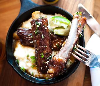 Product: Crispy Ribs, Buttermilk Grits - Napa Palisades Saloon in Napa, CA American Restaurants
