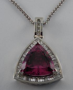 Product: Fine Pink Tourmaline & Diamond Pendant - Nunez Fine Jewelers in Virginia Beach, VA Jewelry Stores