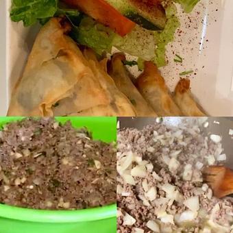 Product: process of making our Beef samosa - Orabis Greek Mediterranean Restaurant in Cedar Hill, TX Mediterranean Restaurants