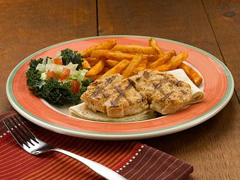 Product: Choose between flavorful mesquite or barbecue and we’ll grill up a fresh chicken breast and serve it with Spanish rice or French fries and a chilled garden salad. - Paradiso Mexican Restaurant in Minot, ND Mexican Restaurants