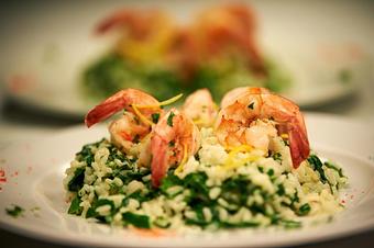 Product: Risotto with lemon zest, shrimp and spinach - Pasta D'arte Trattoria Italiana in Chicago, IL Italian Restaurants
