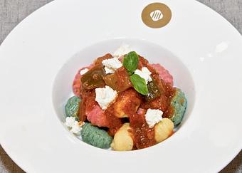 Product: Tricolor potato gnocchi with eggplant and ricotta sauce. - Patavini in Columbus Circle - New York, NY Italian Restaurants