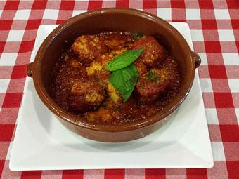 Product: Our special handmade Neapolitan meatballs served in terra cotta with
polenta and parmesan cheese - Pazzo Pomodoro in Vienna, VA Italian Restaurants