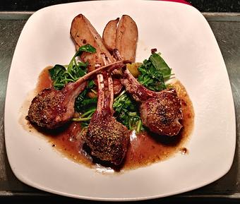 Product: Sicilian lamb chops crusted with pistachios served with a Madeira wine reduction - Pazzo Pomodoro in Vienna, VA Italian Restaurants