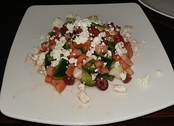 Product: Tomatoes, green peppers, Kalamata olives, onions and feta cheese with
red wine vinegar & EVOO - Pazzo Pomodoro in Vienna, VA Italian Restaurants