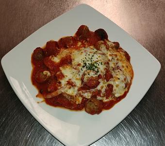 Product: Sausage bites with parmesan cheese, onions and marinara sauce - Pazzo Pomodoro in Vienna, VA Italian Restaurants