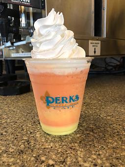 Product: "Crazy Candy Corn" ~ Caffeine free as pictured.  Yes, it tastes like candy corn! - Perks Coffee Shop & Cafe in Gulfport, MS Bakeries