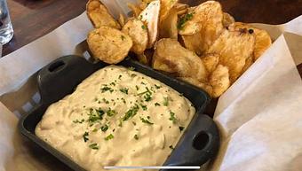 Product: Onion Dip with house-made fries - Phoebus Dive Bar in Hampton, VA Bars & Grills