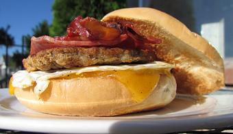 Product: Meat Trio Bagel  - Picasso Brothers Cafe & Espresso in Centralia, WA American Restaurants
