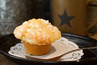 Product: Our legendary house-made lemon crumb muffin. - Pine Tree Barn in Wooster, OH American Restaurants